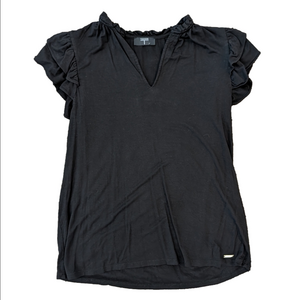 Tahari Black Flutter Sleeves Flowy Top